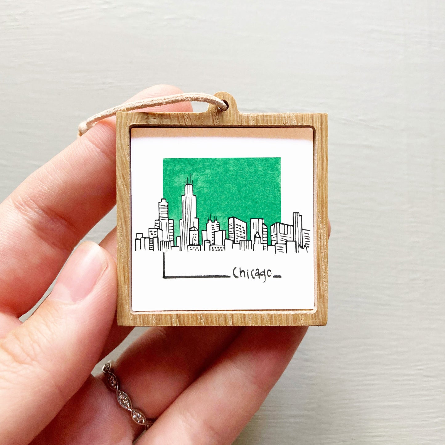 Mini Chicago, Illinois Skyline 1.5" Watercolor and Ink Art PRINT