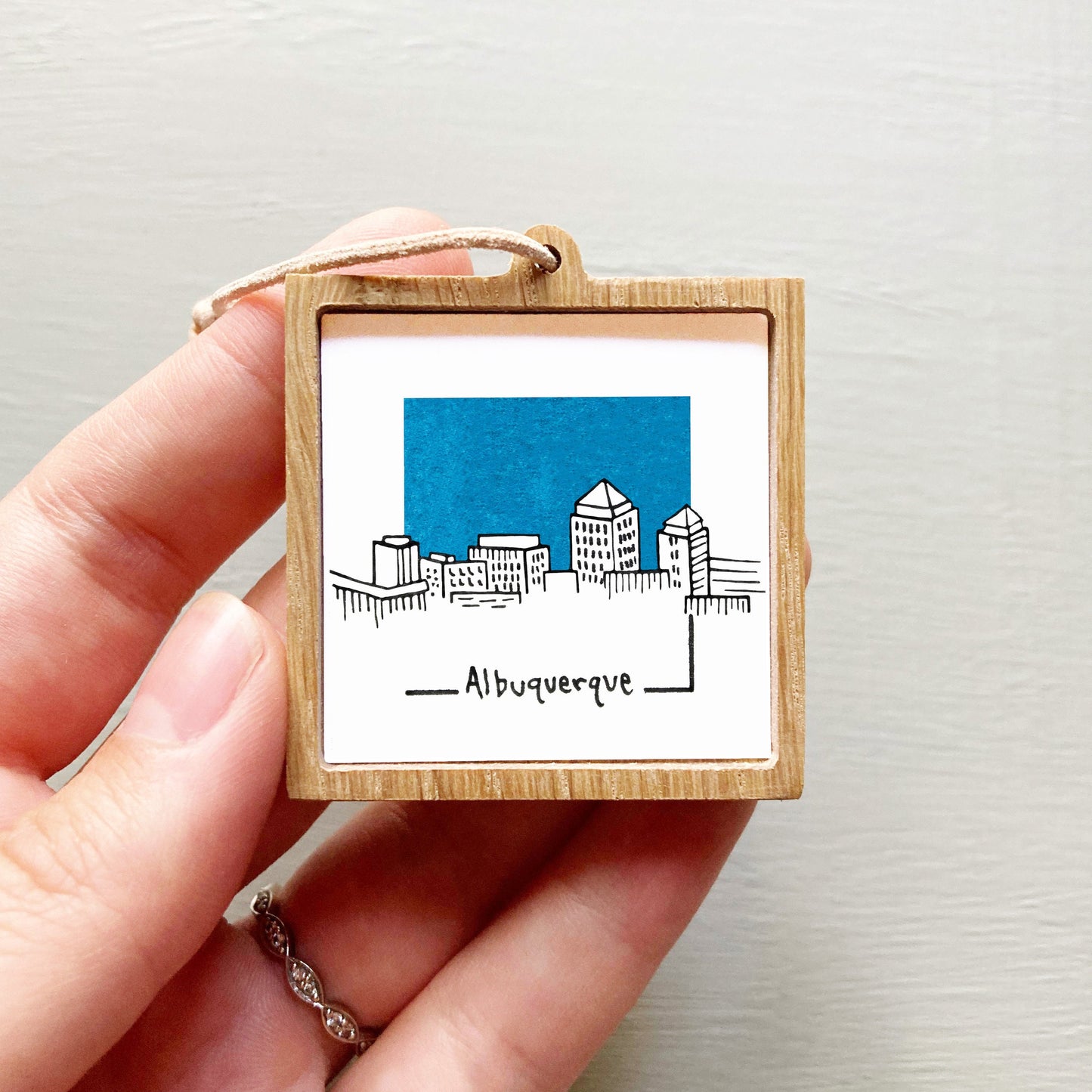 Mini Albuquerque, New Mexico Skyline 1.5" Watercolor and Ink Art PRINT