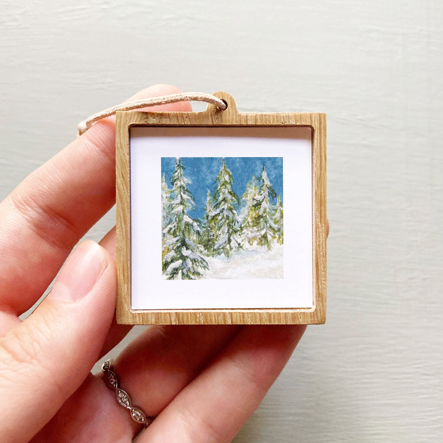 Mini 1" Snowy Pine Forest Watercolor Print