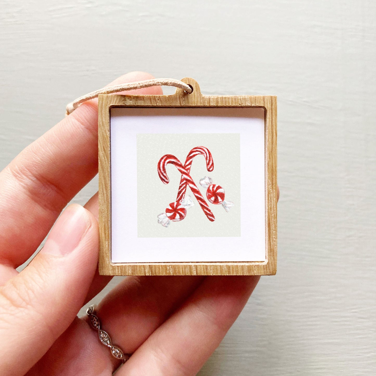 ORIGINAL Mini 1" Candy Canes Watercolor Painting