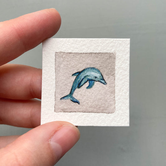 ORIGINAL Mini 1" Dolphin Watercolor Painting