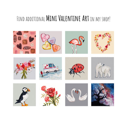 Mini 1" Floral Heart Watercolor Print