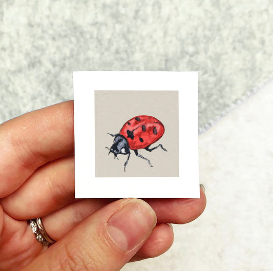 Mini 1" Ladybug Beetle Watercolor Print