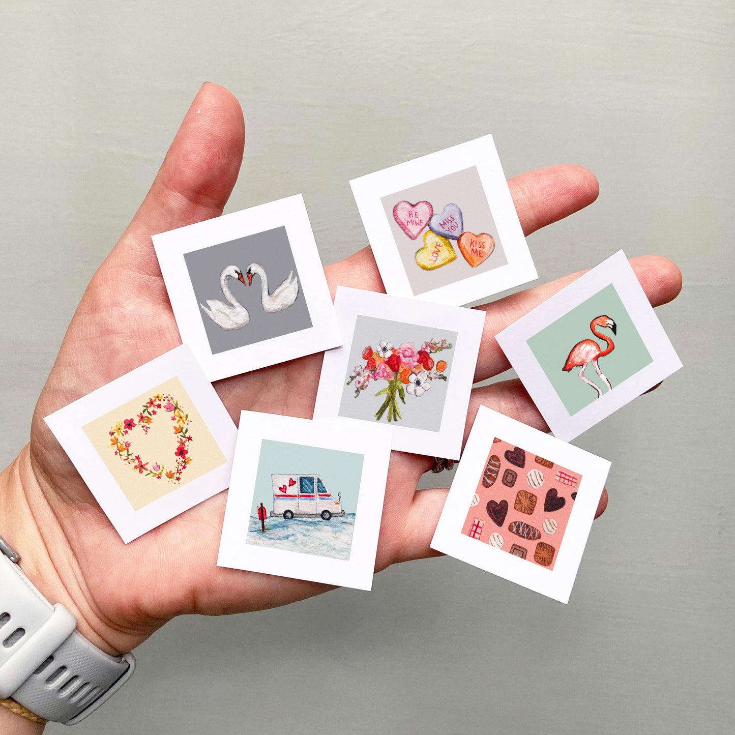 Mini 1" Floral Heart Watercolor Print