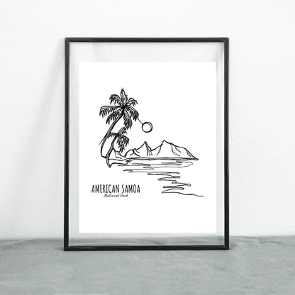 American Samoa National Park Continuous Line Print