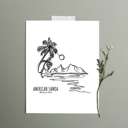 American Samoa National Park Continuous Line Print