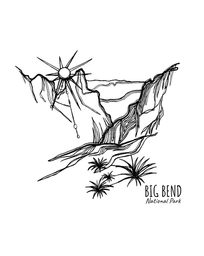 Big Bend National Park, Texas Continuous Line Print