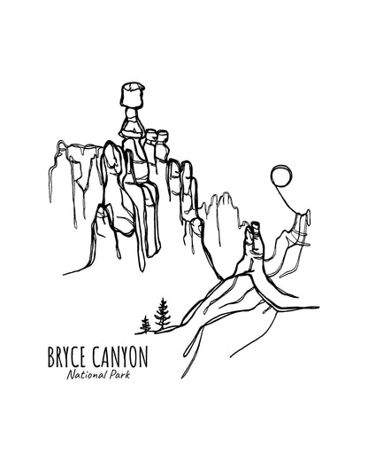 Bryce Canyon National Park, Utah Continuous Line Print