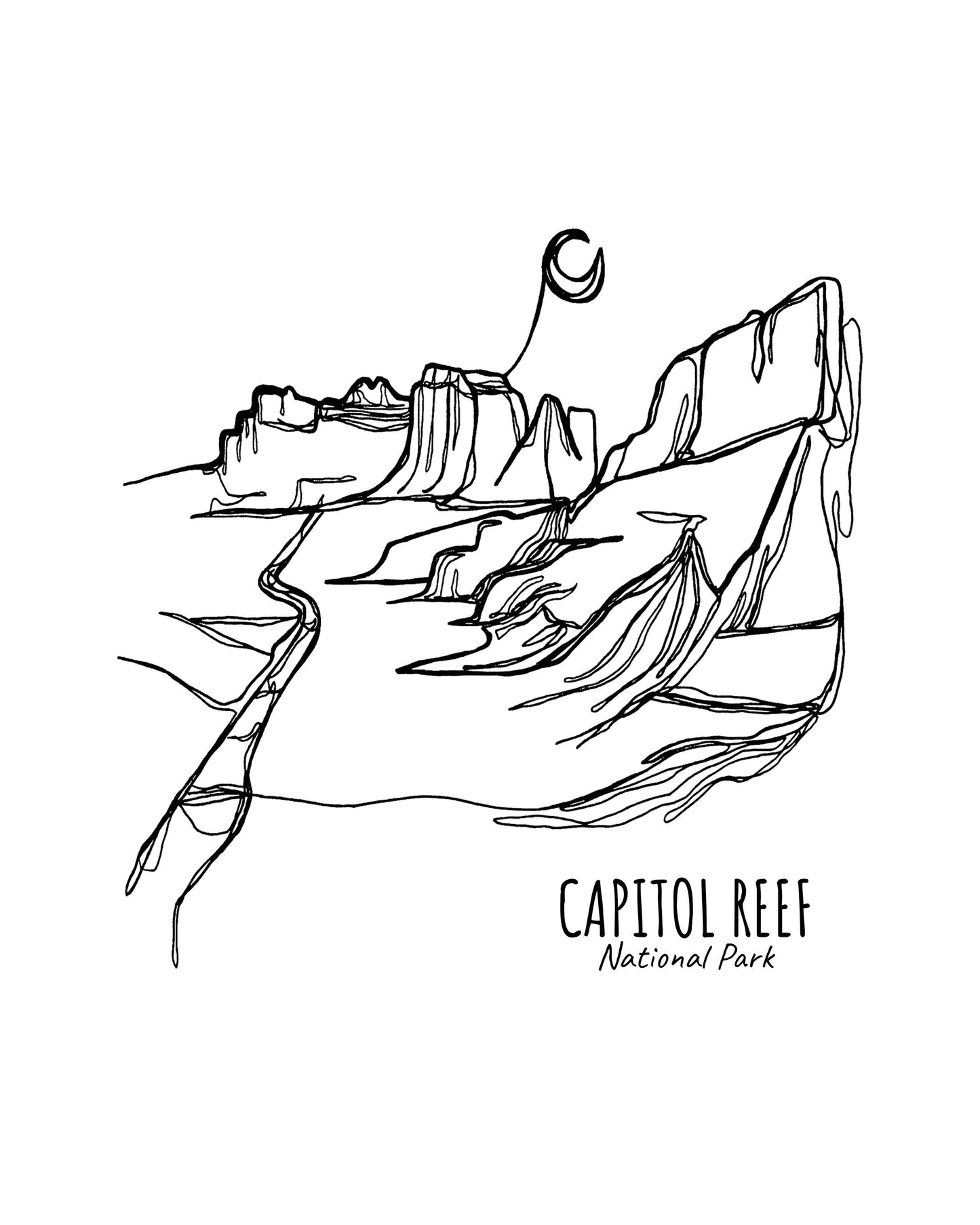 Capitol Reef National Park, Utah Continuous Line Print