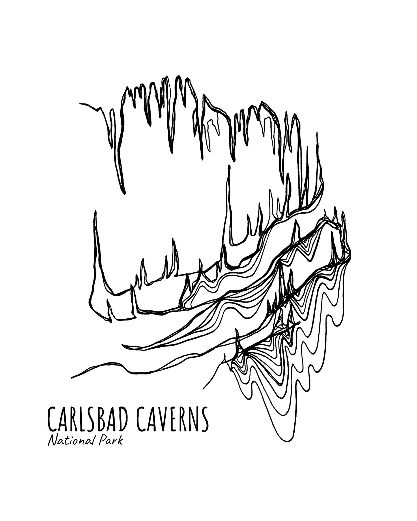 Carlsbad Caverns National, New Mexico Park Continuous Line Print