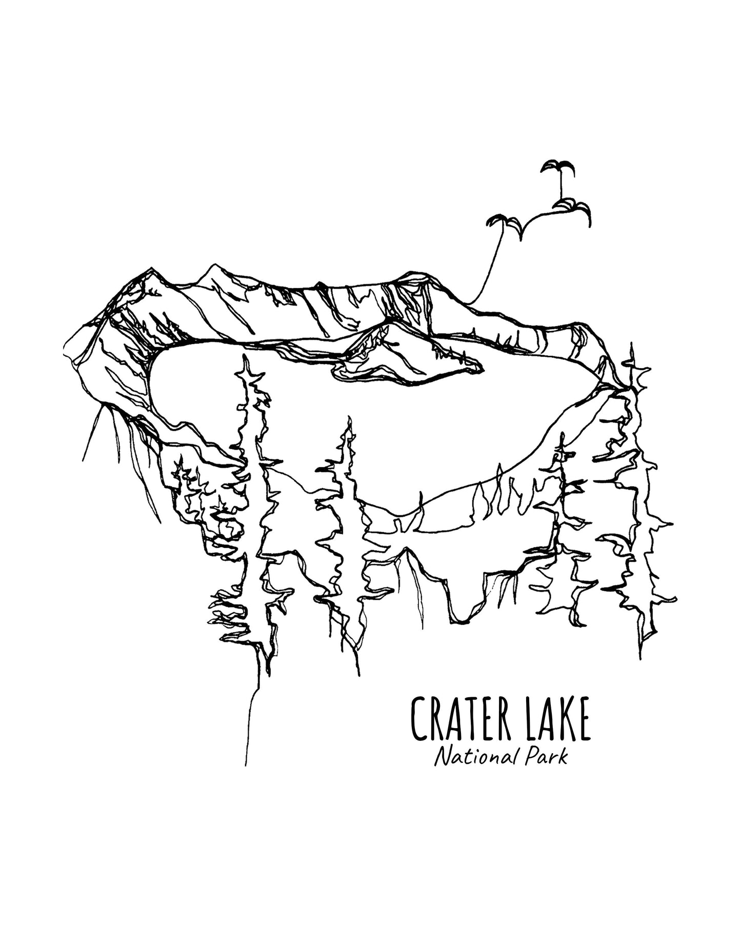 Crater Lake National Park, Oregon Continuous Line Print