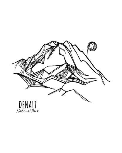 Denali National Park, Alaska Continuous Line Print