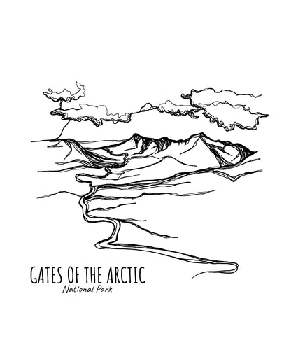 Gates of the Arctic National Park, Alaska Continuous Line Print