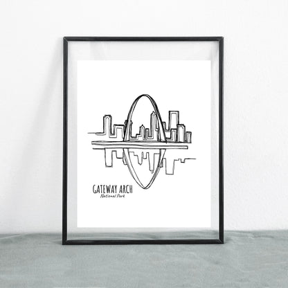 Gateway Arch National Park, Missouri Continuous Line Print