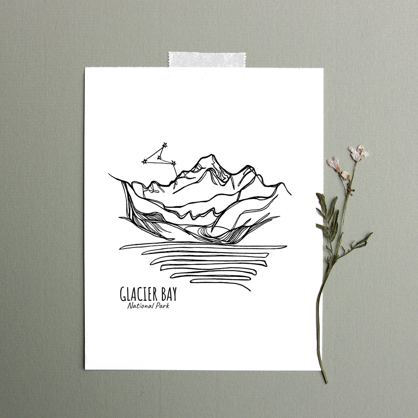 Glacier Bay National Park, Alaska Continuous Line Print