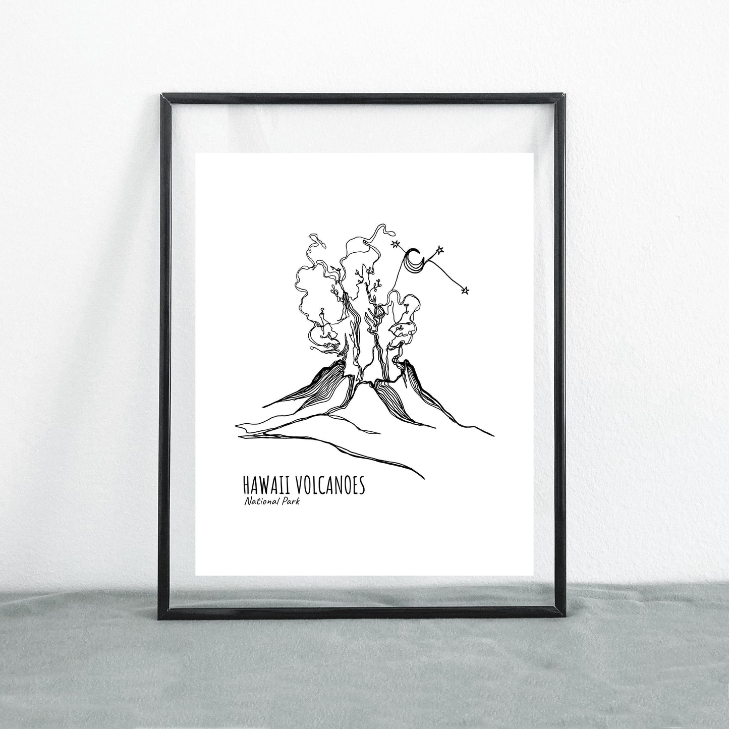 Hawaii Volcanoes National Park Continuous Line Print