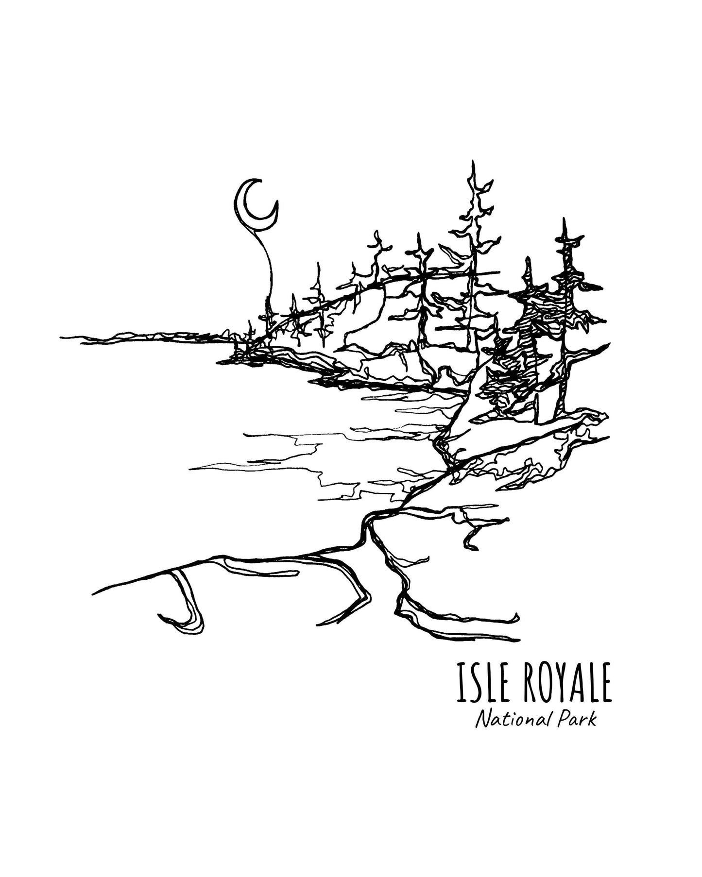Isle Royale National Park, Michigan Continuous Line Print