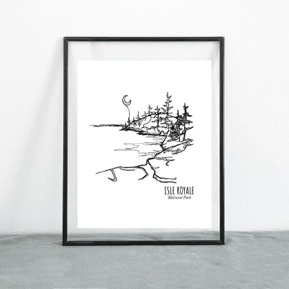 Isle Royale National Park, Michigan Continuous Line Print