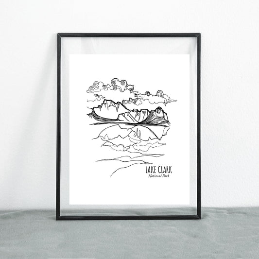 Lake Clark National Park, Alaska Continuous Line Print