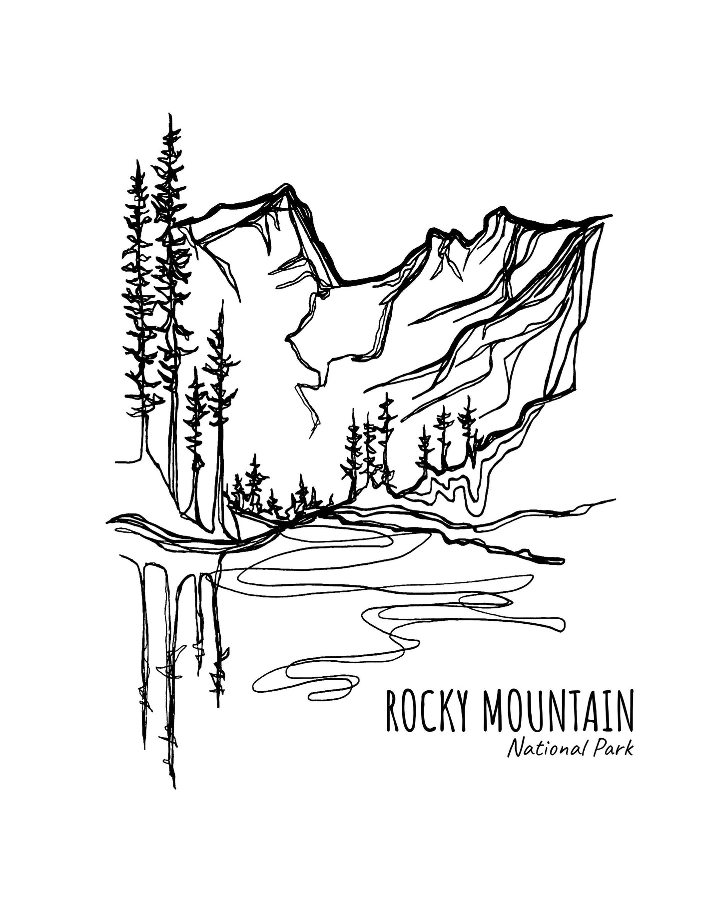 Rocky Mountain National Park, Colorado Continuous Line Print