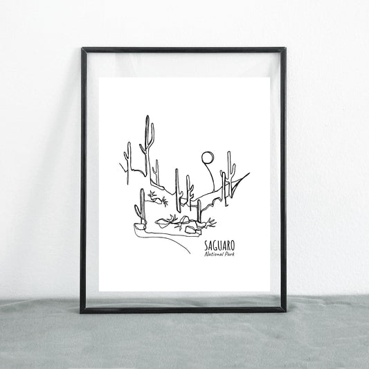 Saguaro National Park, Arizona Continuous Line Print