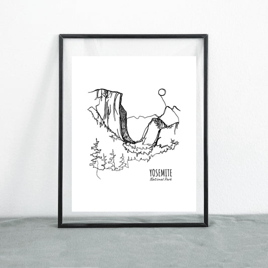 Yosemite National Park, California Continuous Line Print