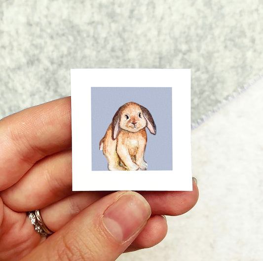 Mini 1" Rabbit with Floppy Ears Watercolor