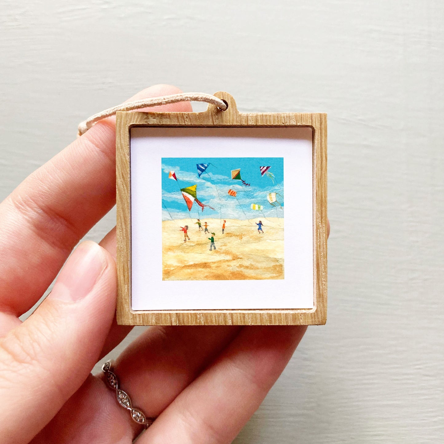 Mini 1" Flying Kites on the Beach Watercolor Print