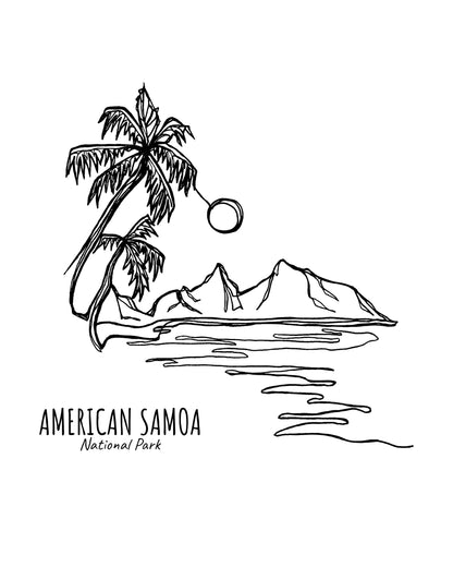 American Samoa National Park Continuous Line Print