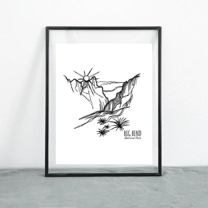 Big Bend National Park, Texas Continuous Line Print