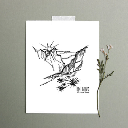 Big Bend National Park, Texas Continuous Line Print