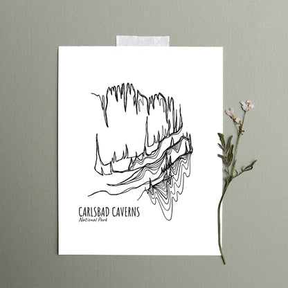 Carlsbad Caverns National, New Mexico Park Continuous Line Print