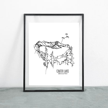 Crater Lake National Park, Oregon Continuous Line Print