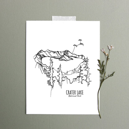 Crater Lake National Park, Oregon Continuous Line Print