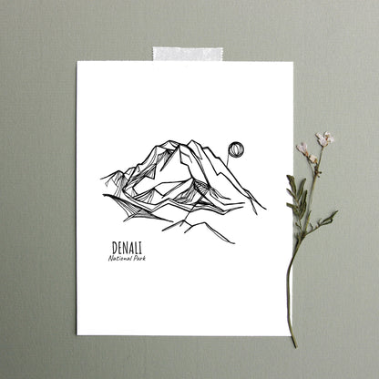 Denali National Park, Alaska Continuous Line Print