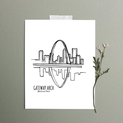 Gateway Arch National Park, Missouri Continuous Line Print