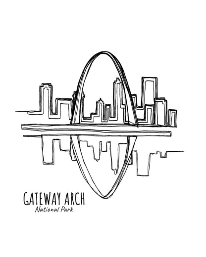 Gateway Arch National Park, Missouri Continuous Line Print