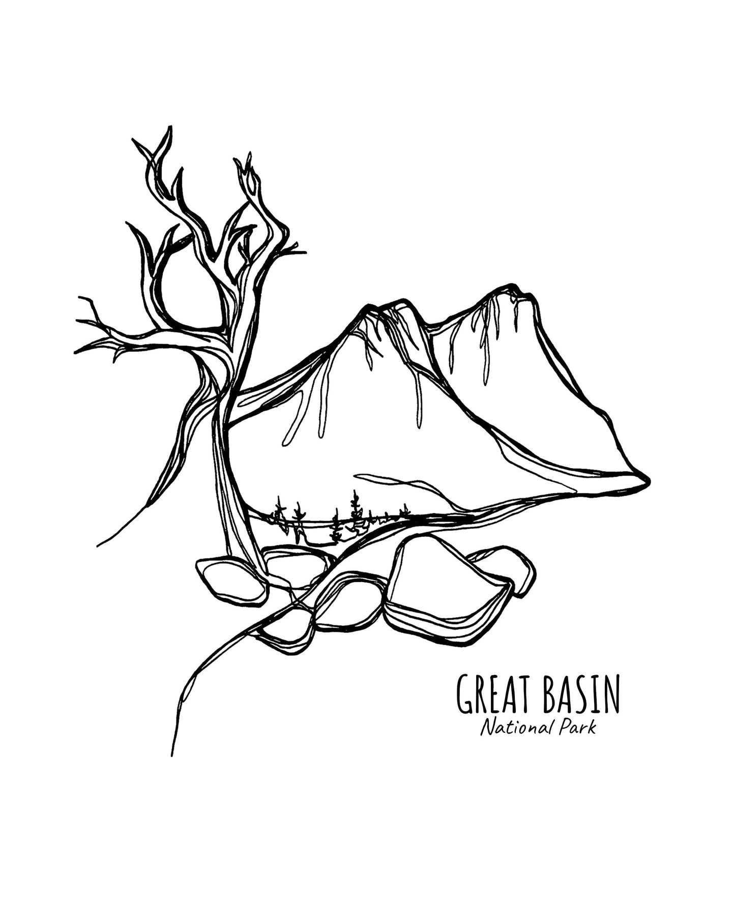 Great Basin National Park, Nevada Continuous Line Print