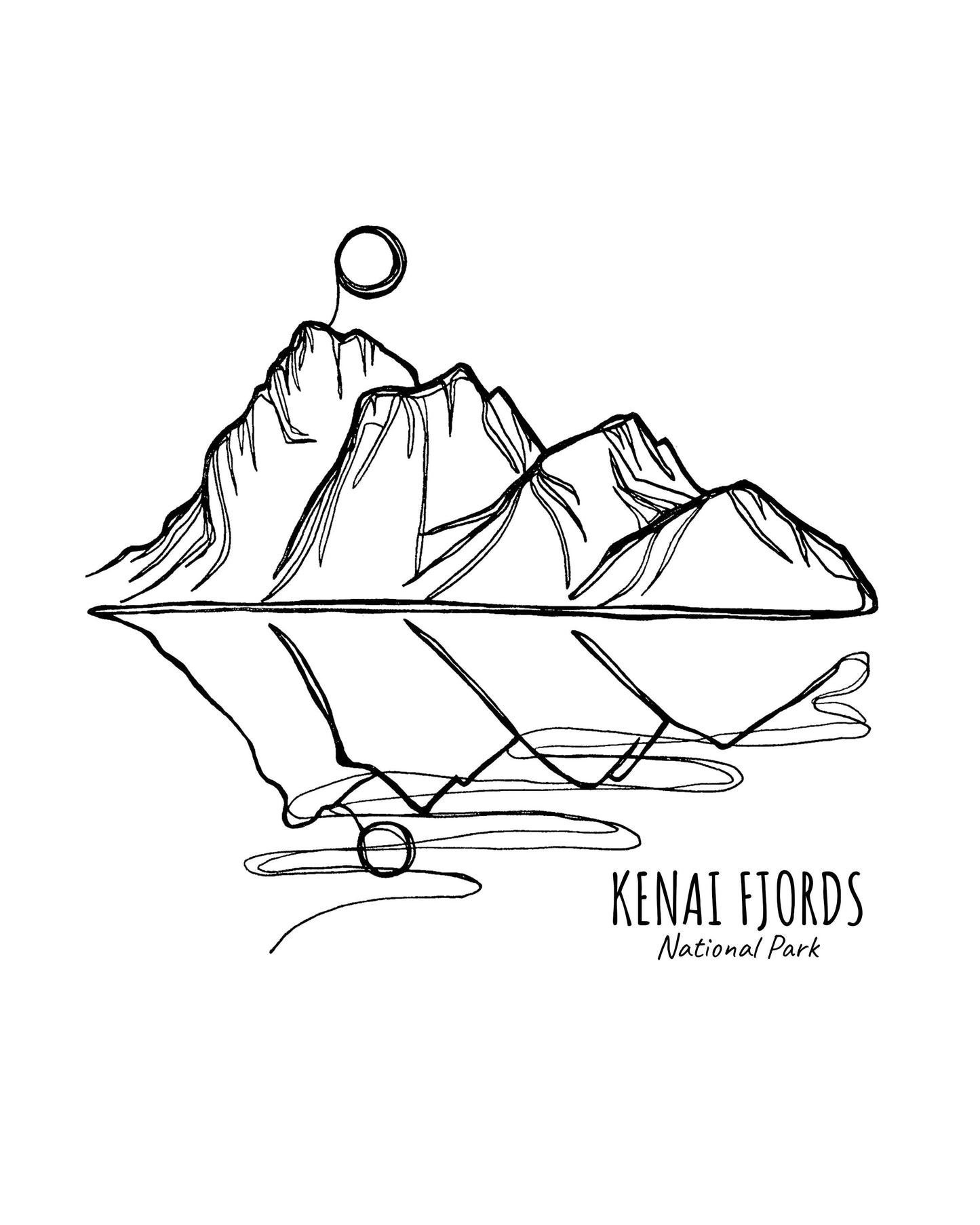 Kenai Fjords National Park, Alaska Continuous Line Print
