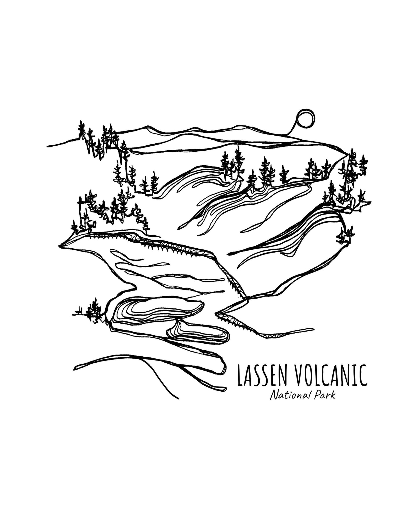Lassen Volcanic National Park, California Continuous Line Print