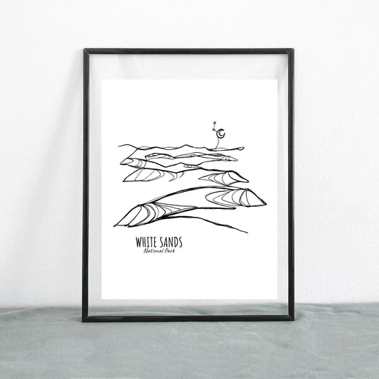 White Sands National Park, New Mexico Continuous Line Print