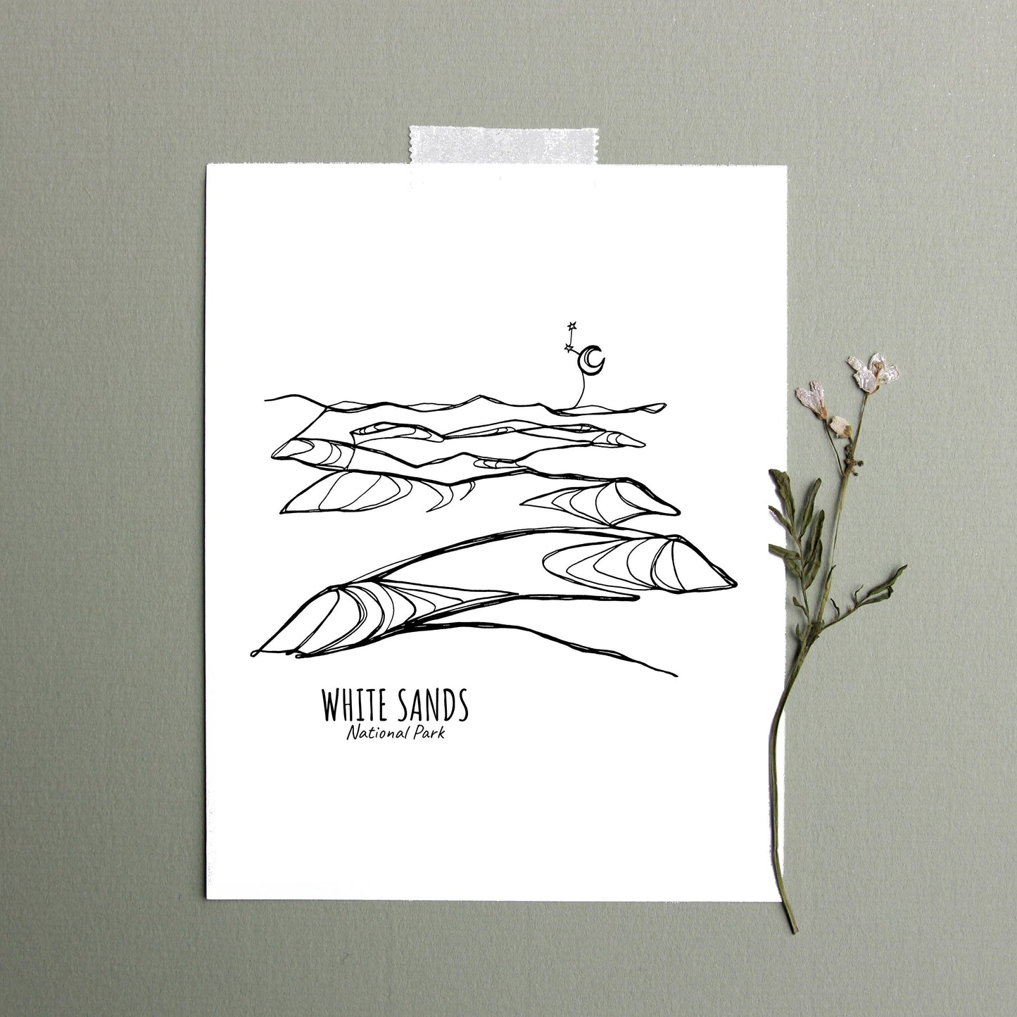 White Sands National Park, New Mexico Continuous Line Print