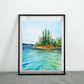 Flathead Lake, Kalispell, Montana Watercolor Art Print