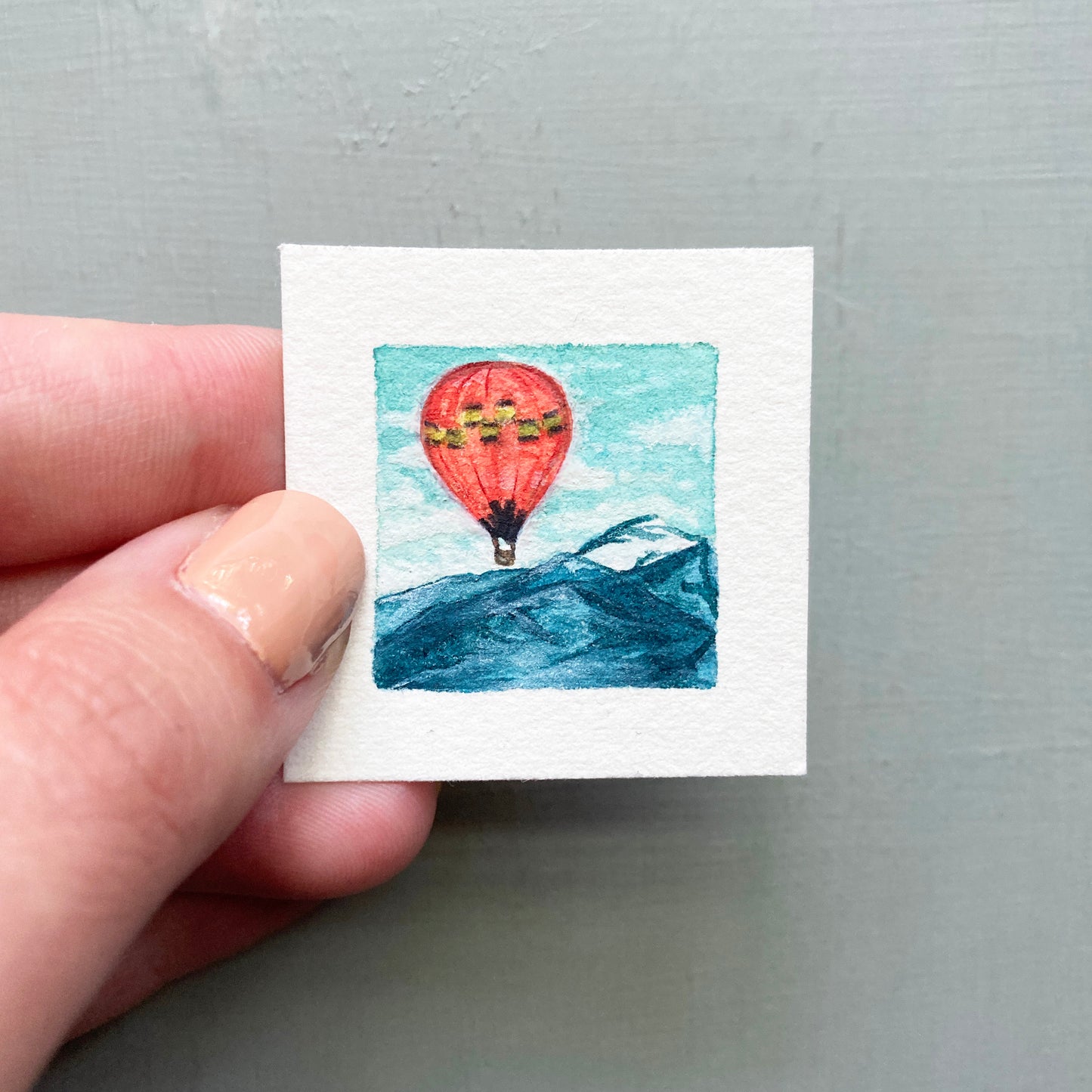 ORIGINAL Mini 1" Hot Air Balloon Watercolor Painting