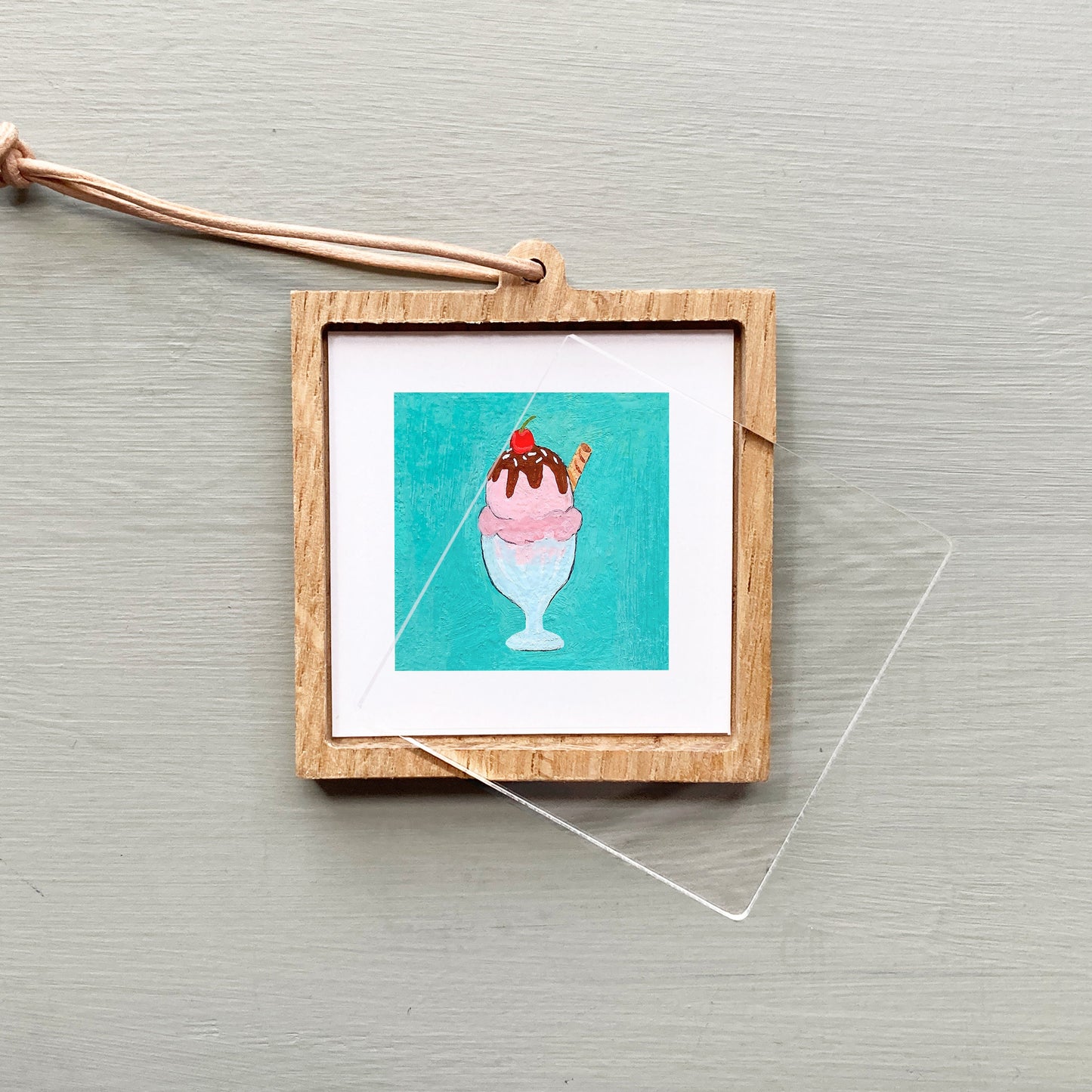 ORIGINAL Mini 1" Ice Cream Sundae Gouache Original Painting