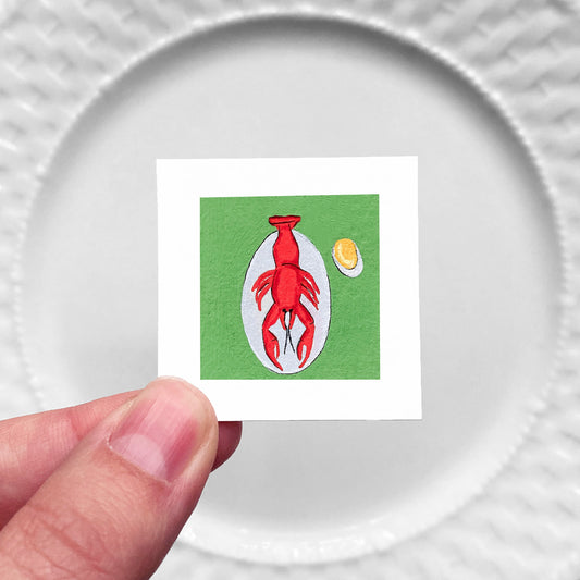 Mini 1" Lobster Seafood Gouache Art Print