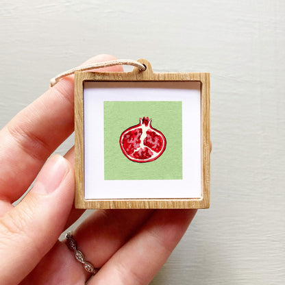 ORIGINAL Mini 1" Pomegranate Gouache Original Painting