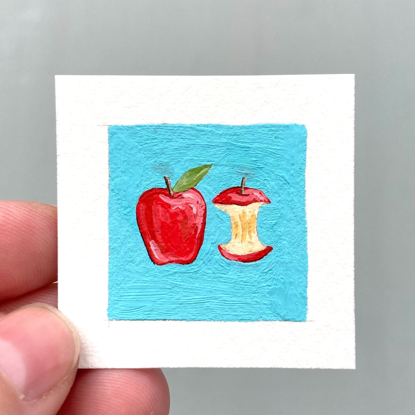 ORIGINAL Mini 1" Apple Gouache Original Painting