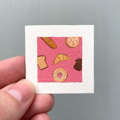 ORIGINAL Mini 1" Bread Gouache Original Painting