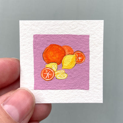 ORIGINAL Mini 1" Citrus Gouache Original Painting